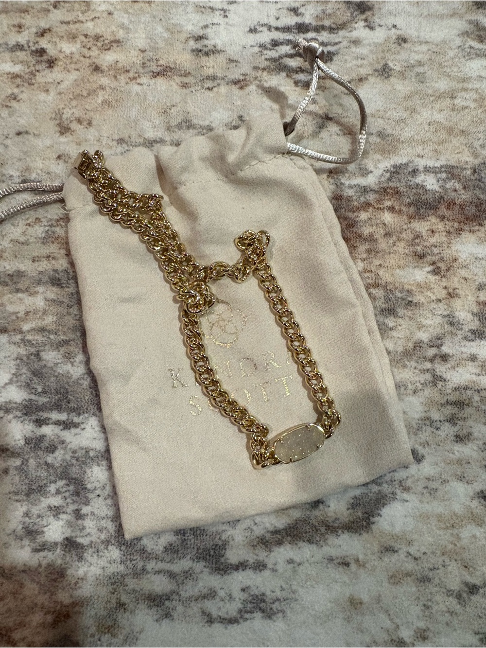 Kendra Scott Gold Chunky Chain Necklace with Druzy Pendant